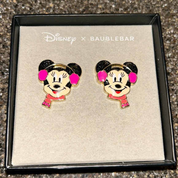 BaubleBar NEW IN BOX Disney x‎ Minnie Mouse sparkly winter earrings - Picture 1 of 4